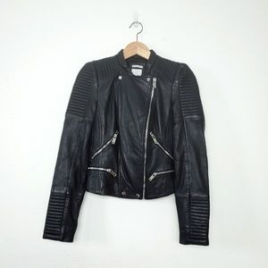 NWT Zara lambskin leather moto biker jacket XS